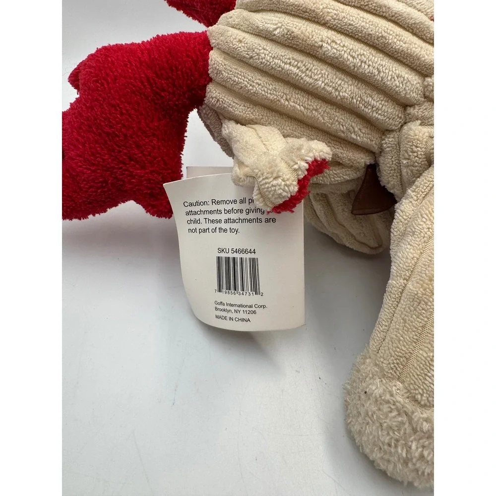 Joy in Jesus Plush Moose Stuffed Animal Corduroy Red Cream Goffa 5466644 NWT